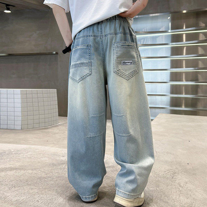 Damen Locker geschnittene Jeanshose mit elastischem Bund Drune