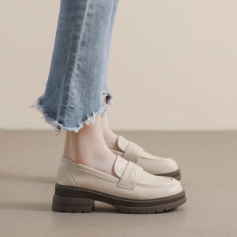 Damen Mokassin-Schuhe mit robustem Plateau und eleganter Schnalle Drune