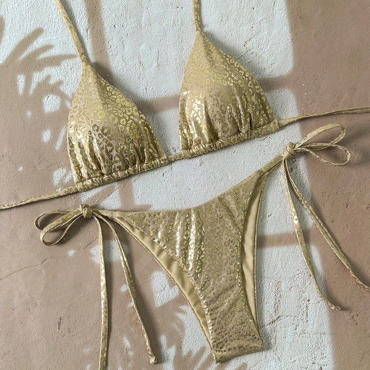 Damen Triangel-Bikini mit glitzerndem Leo-Design Drune