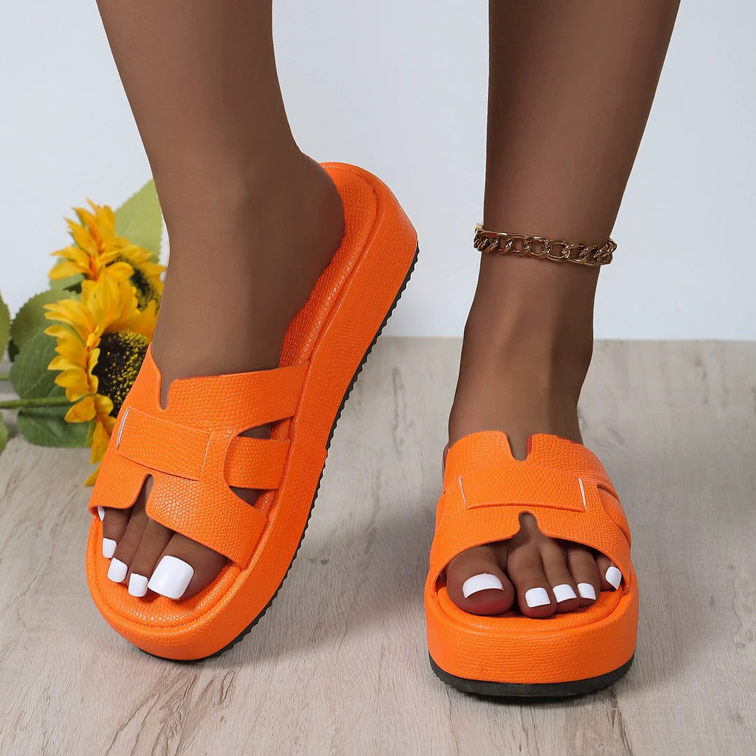 Damen Bequeme und modische Flip-Flops mit Plattform Drune