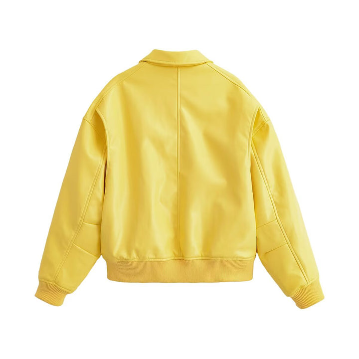 Damen Oversized Bomberjacke mit Reißverschluss, Kragen, gerippten Bündchen und Pattentaschen Drune