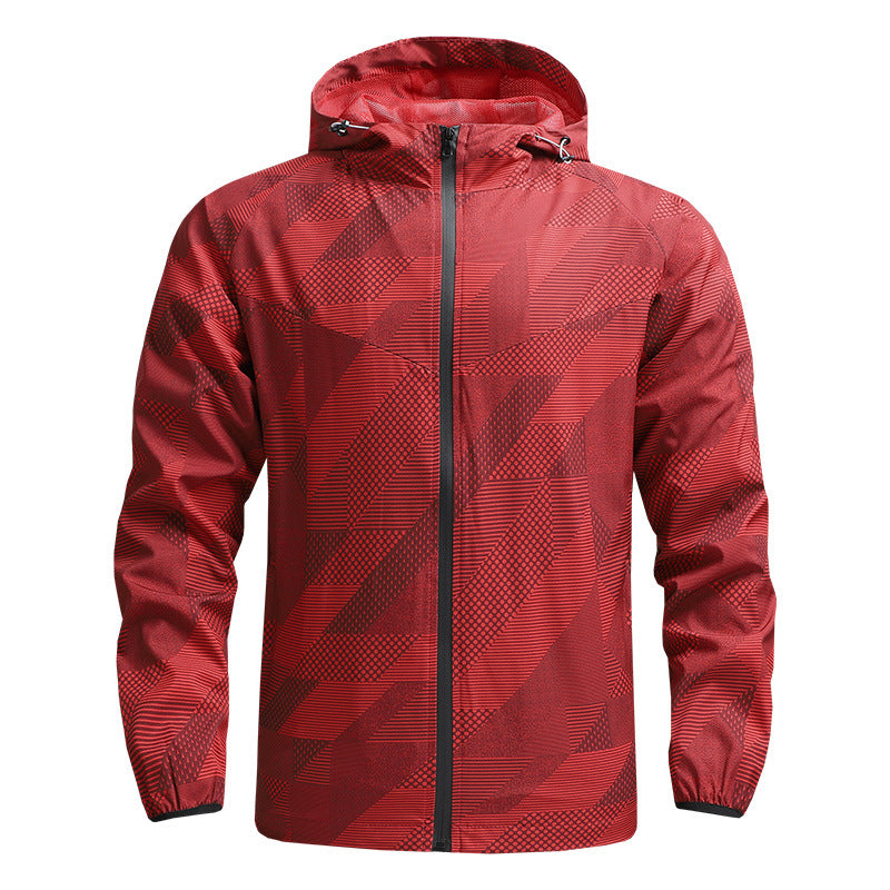 Herren ultraleichte Kapuzen-Trainingsjacke mit winddichter Oberfläche und Packfunktion Drune
