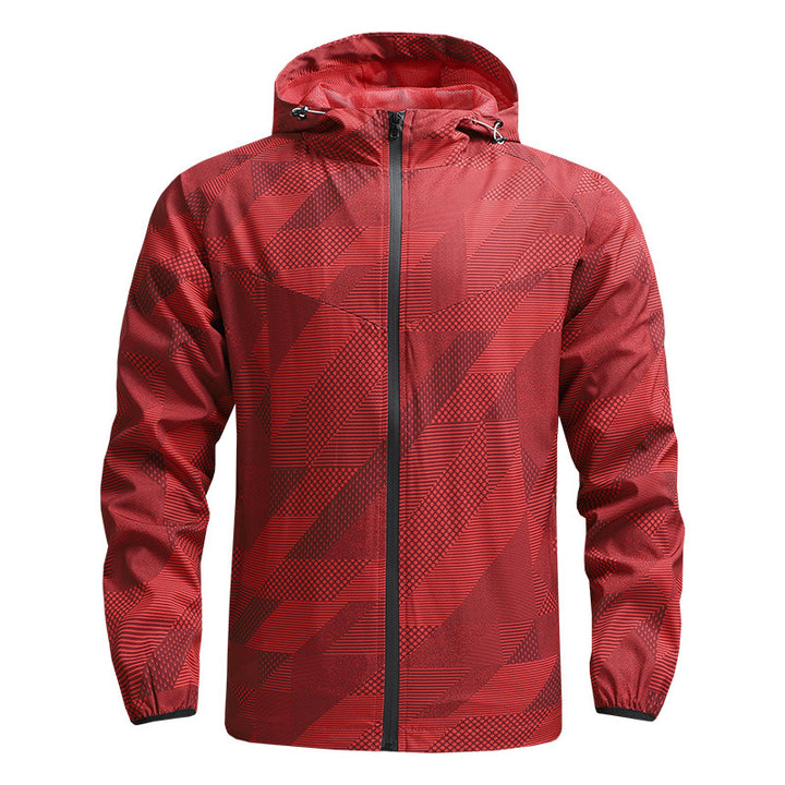 Herren ultraleichte Kapuzen-Trainingsjacke mit winddichter Oberfläche und Packfunktion Drune