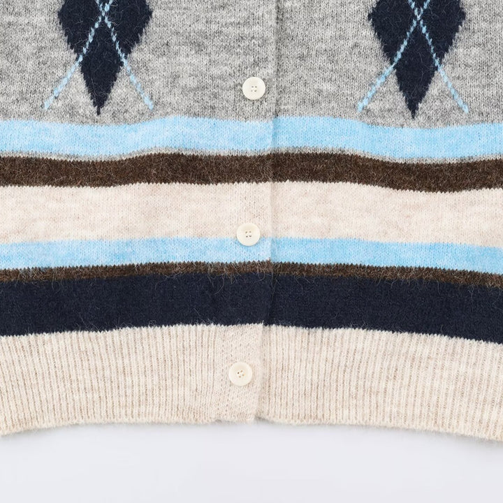 Damen Ärmellose Argyle-Strickweste mit durchgehender Knopfleiste und geripptem Saum Drune
