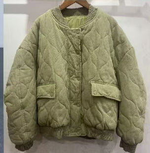 Damen 80+ gesteppte Oversize‑Blousonjacke mit Rundkragen und Druckknopf Drune