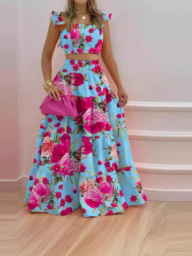 Damen Zweiteiliges Sommer-Outfit mit Volants Drune