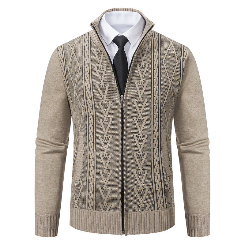 Herren Strickjacke mit Zopfmuster und durchgehendem Reißverschluss Drune