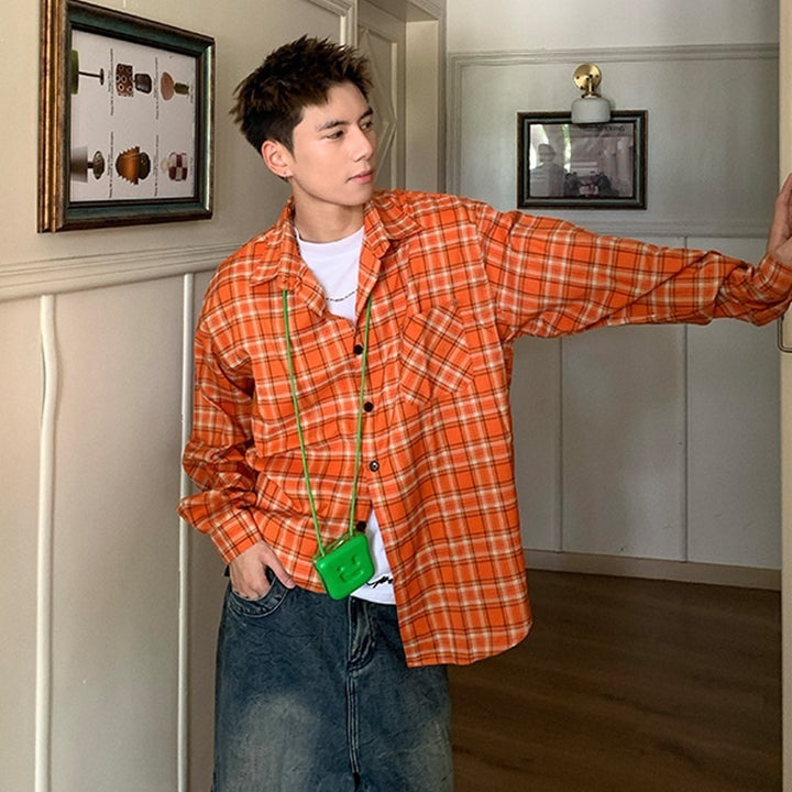 Herren Oversized Karo-Hemd im Relaxed-Fit mit Brusttaschen Drune