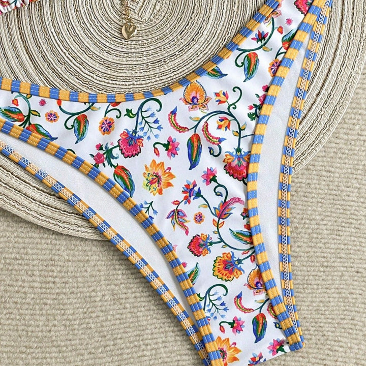 Damen Triangel-Bikini mit buntem Floral-Print Drune
