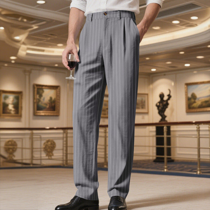 Herren elegante Anzughose mit feinem Nadelstreifen und bequemer Passform Drune