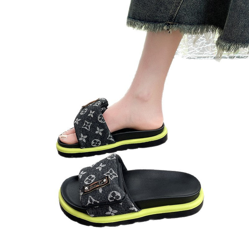 Damen Modische Freizeitsandalen mit breitem Riemen und komfortabler Dämpfung Drune