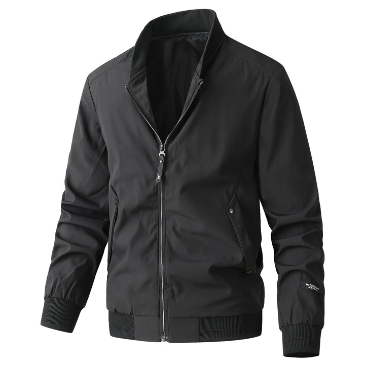Herren Minimalistische Bomberjacke aus technischem Nylon mit Stehkragen und Rippbündchen Drune