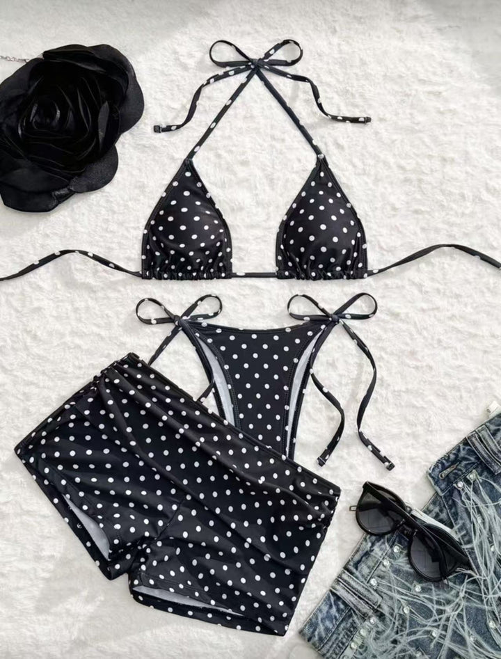 Damen Bikini-Set mit verspieltem Punkte-Muster und verstellbaren Trägern Drune