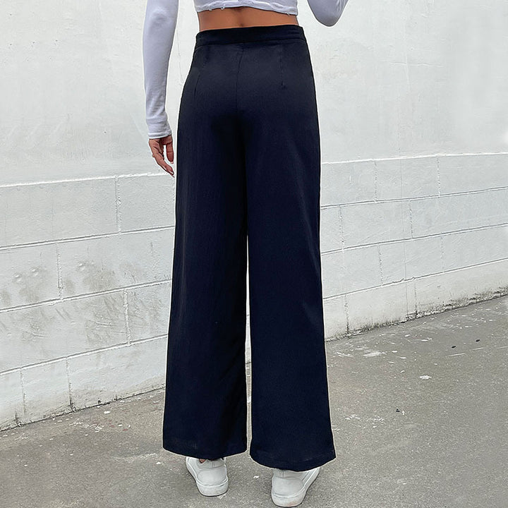Damen High‑Waist Palazzo‑Hose mit maritim inspirierter Zierknopfleiste und weitem Bein Drune