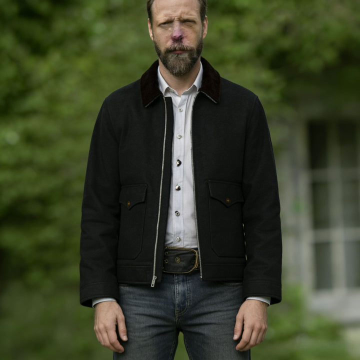 Herren robuste Canvas-Fieldjacke mit Cordkragen und aufgesetzten Pattentaschen Drune