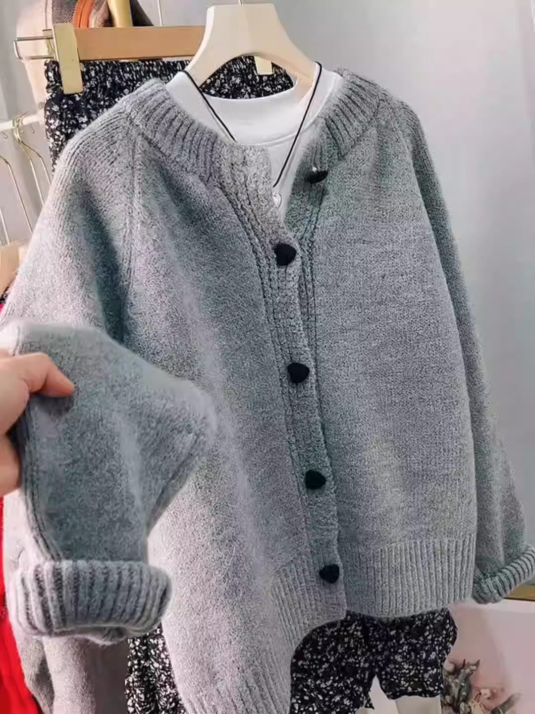 Damen Kuschelige Strickjacke Drune