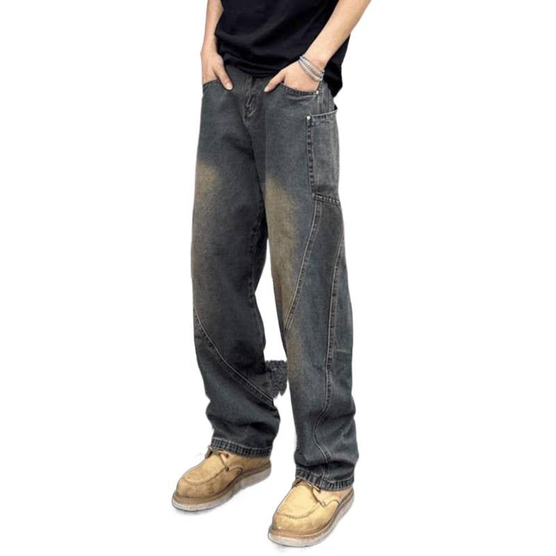 Herren weit geschnittene Jeans mit asymmetrischem Design Drune