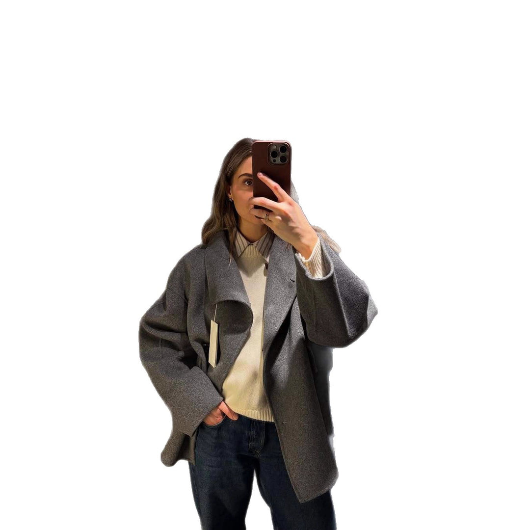 Damen Oversized Wolljacke mit ausgefallenem Schnitt und praktischen Taschen Drune