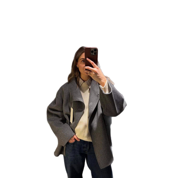 Damen Oversized Wolljacke mit ausgefallenem Schnitt und praktischen Taschen Drune