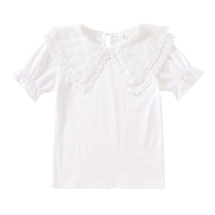 Mädchen Bluse mit romantischem Spitzenkragen und Rüschendetails Drune