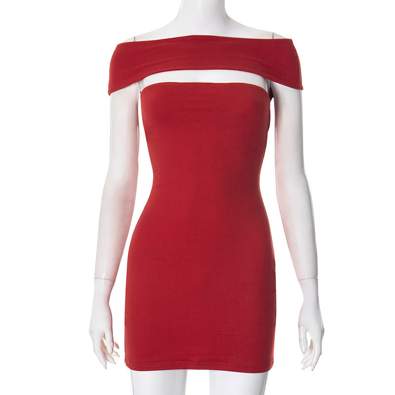 Damen figurbetontes Minikleid mit trägerlosem Design und seitlicher Raffung Drune