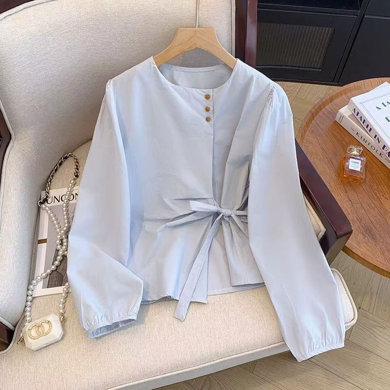 Damen Bluse mit eleganter Schleifenbindung Drune