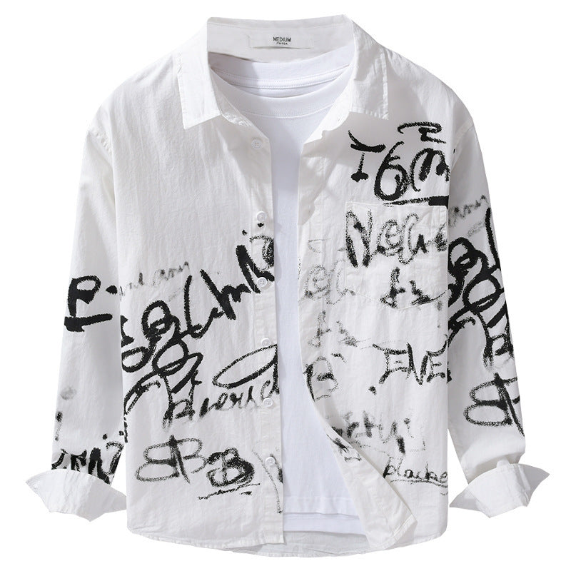 Herren Lässiges Overshirt mit grafischem Scribble-Print und Brusttasche Drune