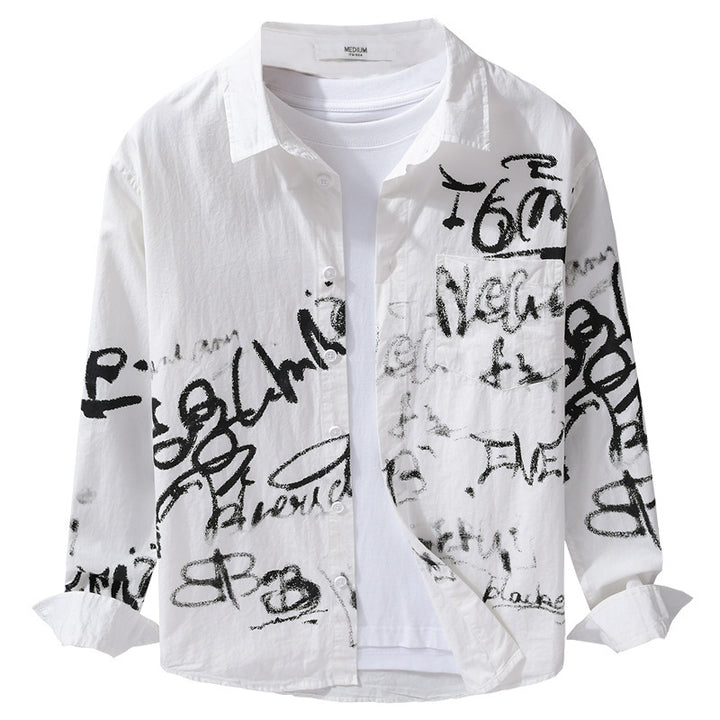 Herren Lässiges Overshirt mit grafischem Scribble-Print und Brusttasche Drune