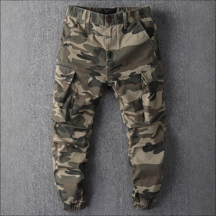 Herren Cargohose im Military-Stil mit elastischen Bündchen und Mehrfachtaschen Drune