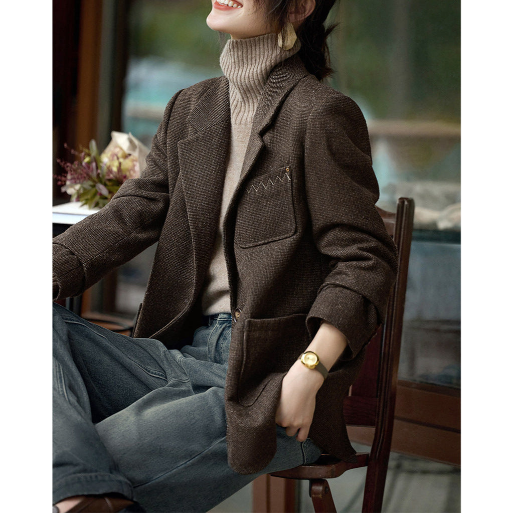 Damen Modern geschnittener Blazer mit strukturiertem Stoff Drune