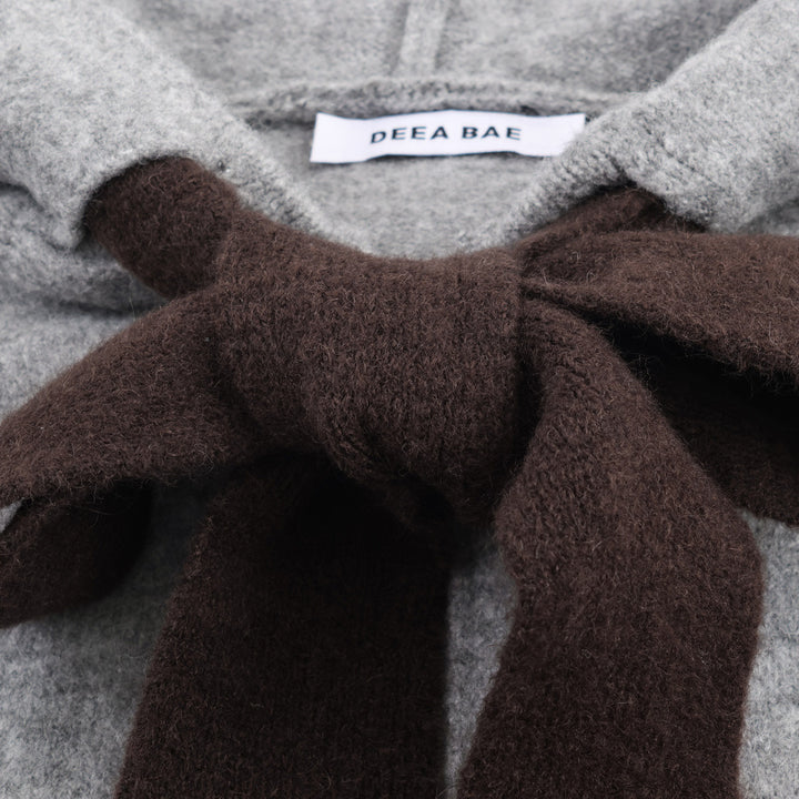 Damen Strickjacke mit Kapuze und dekorativem Schleifenverschluss Drune