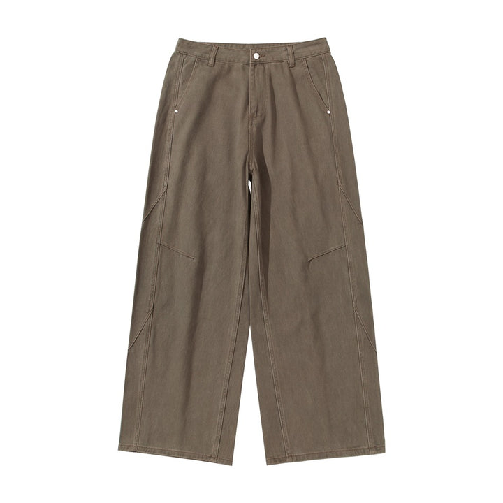 Damen Weite Bundfaltenhose im Utility‑Cargo‑Stil mit hoher Taille und markanten Teilnähten Drune