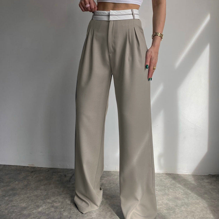Damen weite Hochbundhose mit eleganten Falten Drune