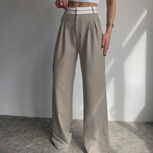 Damen weite Hochbundhose mit eleganten Falten Drune