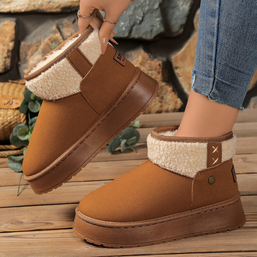 Damen Gefütterte Plateau‑Winterboots mit Teddyfutter und Slip‑On‑Schaft Drune