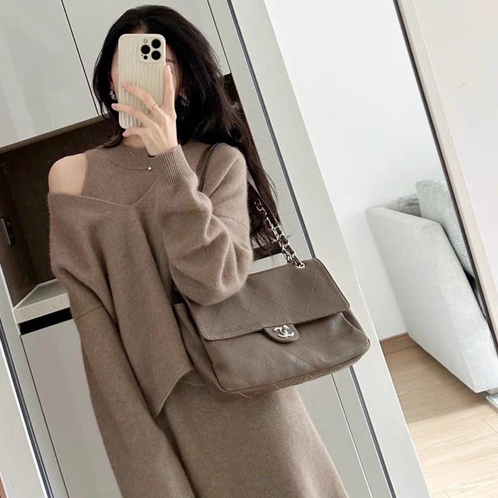 Damen Strickensemble mit weitem Schnitt und V-Ausschnitt Drune