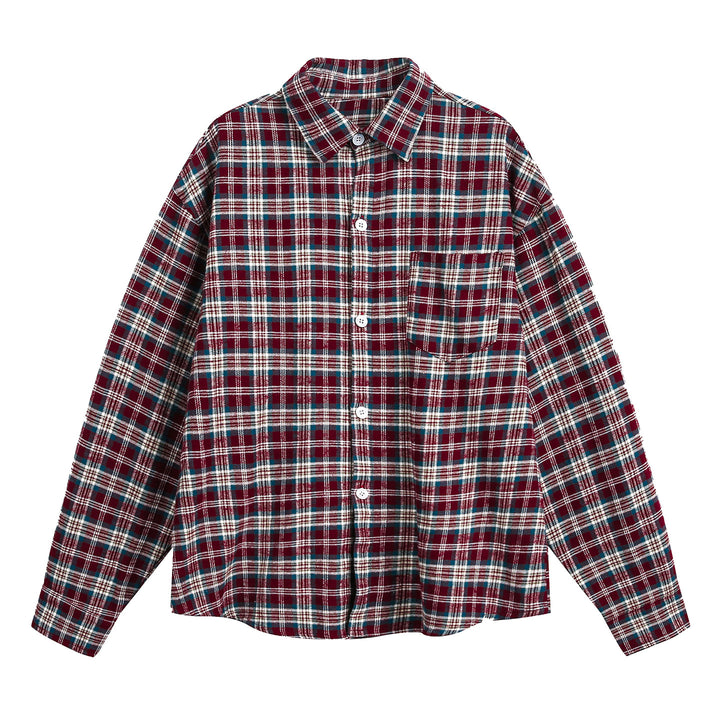 Unisex Oversize Flanellhemd mit Karo‑Muster und Brusttasche Drune