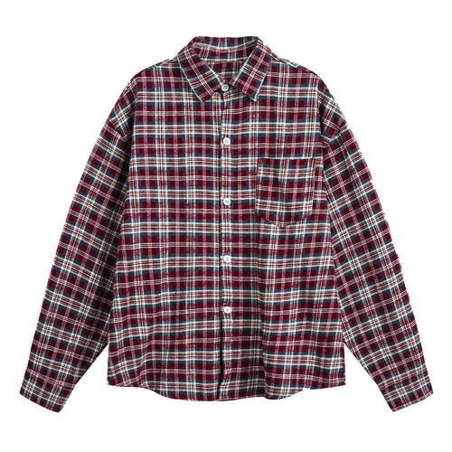 Unisex Oversize Flanellhemd mit Karo‑Muster und Brusttasche Drune