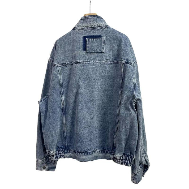 Herren Relaxed Denim-Utility-Jacke mit Stehkragen und kontrastierter Brusttasche Drune