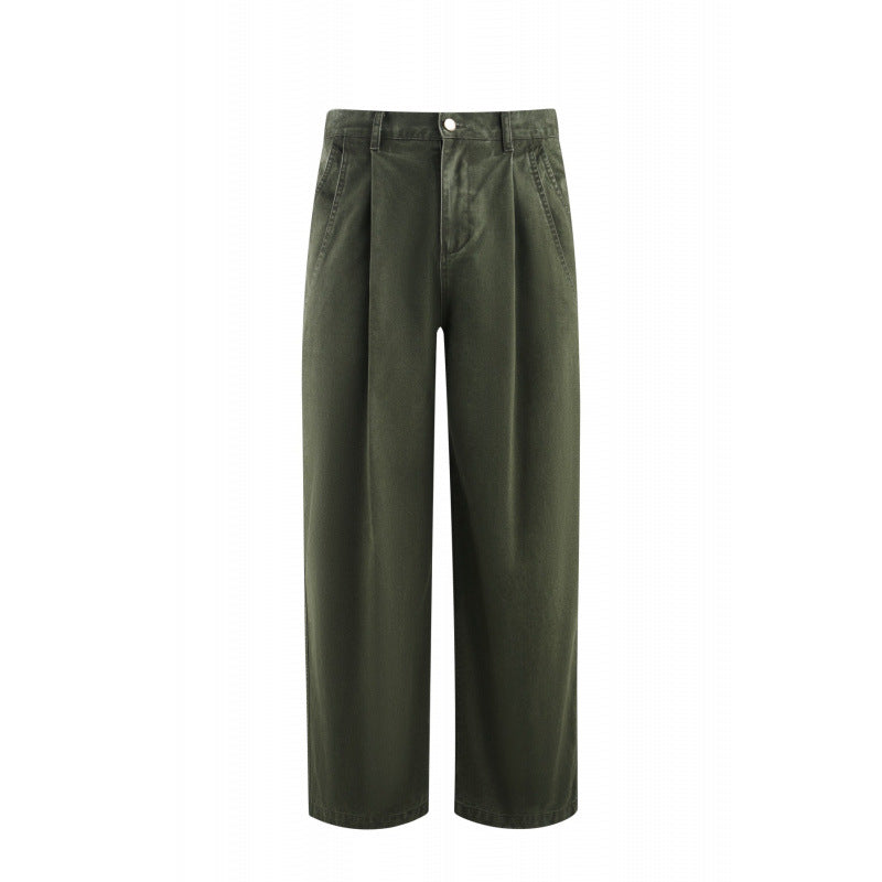 Damen Hochtaillierte Culotte-Hose mit weitem Bein, Bundfalten und soften Denimgriff Drune