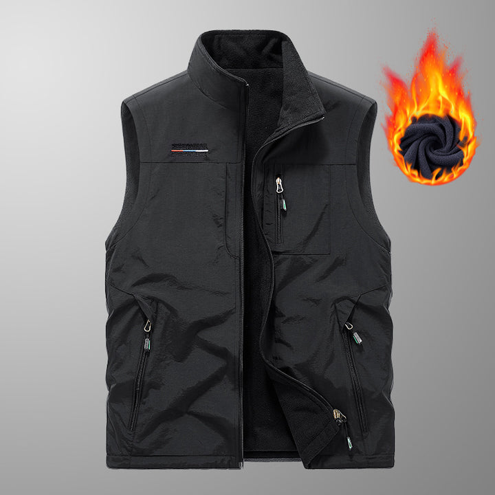 Herren gefütterte Thermo-Weste mit Fleece-Innenfutter, winddichter Außenlage und multiplen Reißverschlusstaschen Drune