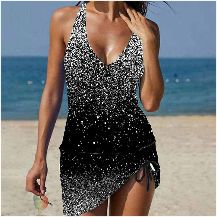 Damen lässiges Strandkleid mit verstellbarem Gürtel Drune