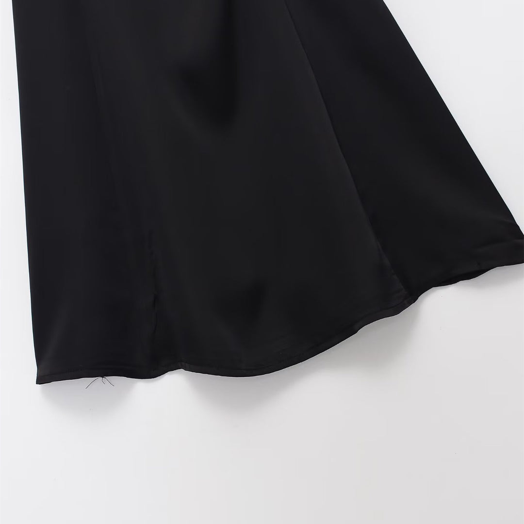 Damen Spaghettiträgerkleid mit elegantem Volant und raffiniertem Schnitt Drune