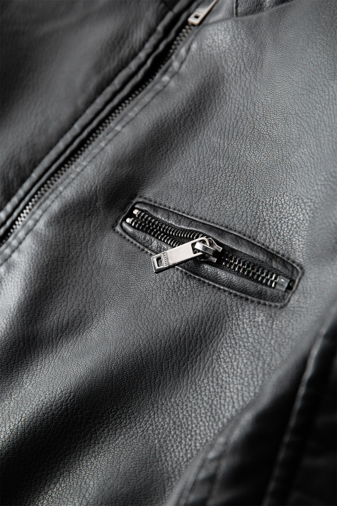 Herren Modische Lederjacke mit Steppnähten Drune