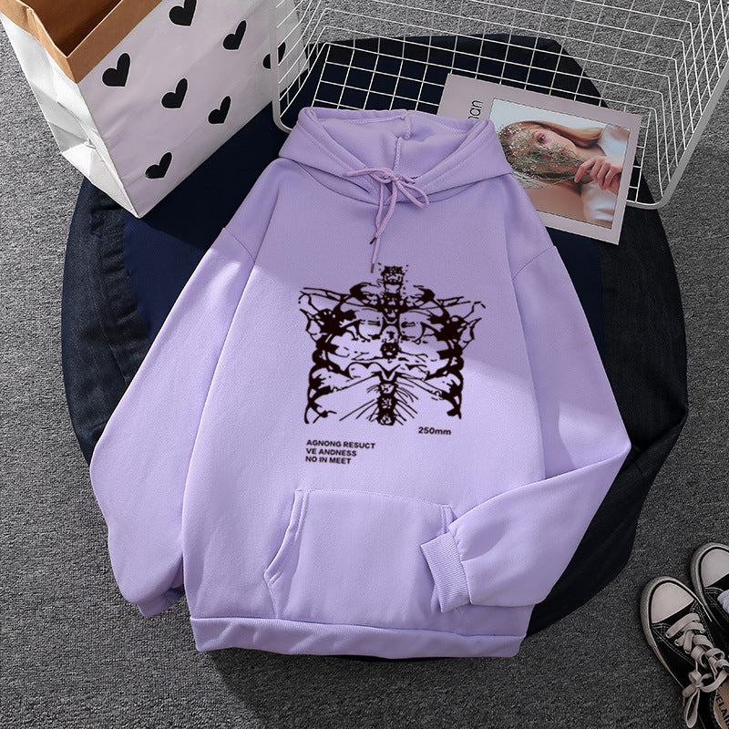 Unisex nan oversized Kapuzenpullover mit anatomischem Grafikprint, Kängurutasche und verstellbarer Kordel Drune