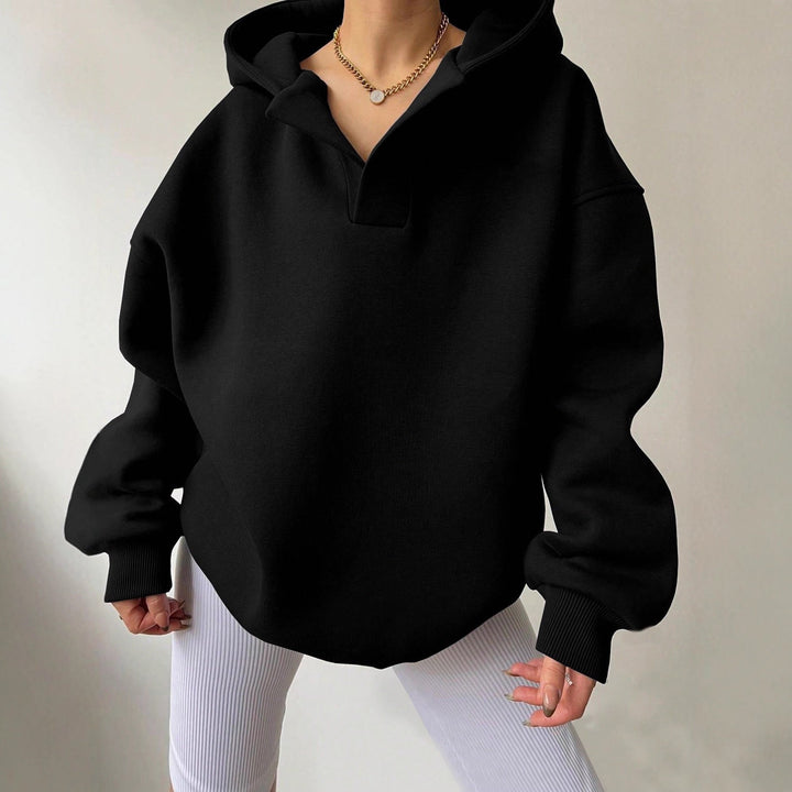Damen Oversized Kapuzensweatshirt mit lässigem Stehkragen und langen Ärmeln Drune