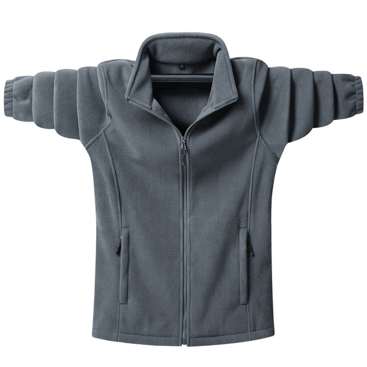 Herren klassische Fleecejacke mit durchgehendem Reißverschluss, Stehkragen und verdeckten Eingrifftaschen Drune