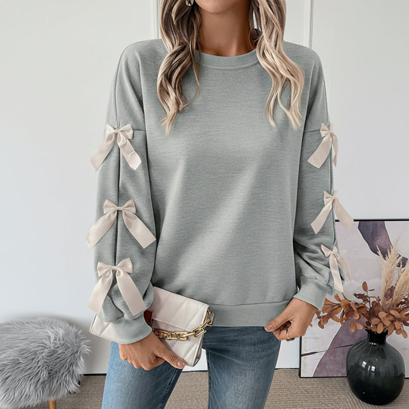 Damen Modischer Pullover mit Schleifchen Drune