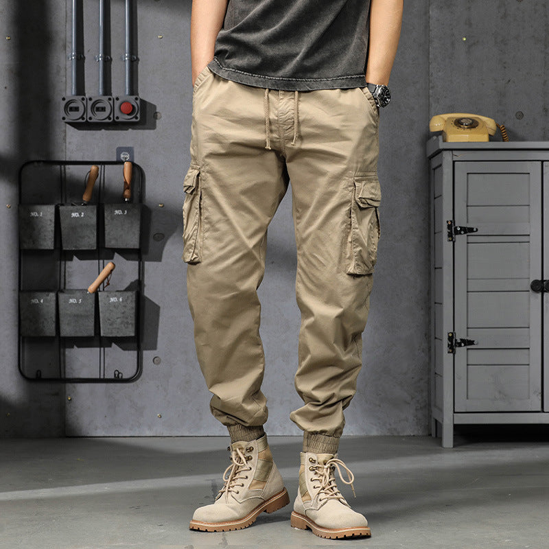Herren Cargo-Jogginghose im Utility‑Stil mit Tunnelzugbund, Mehrfachtaschen und Reißverschluss‑Knöchel Drune