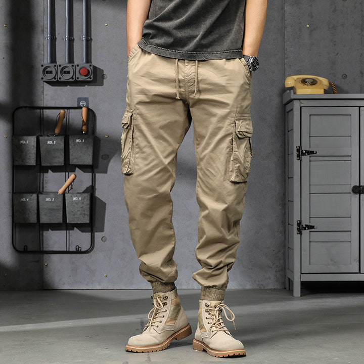 Herren Cargo-Jogginghose im Utility‑Stil mit Tunnelzugbund, Mehrfachtaschen und Reißverschluss‑Knöchel Drune